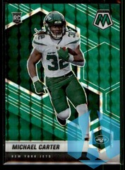 Michael Carter 2021 Panini Mosaic Green Prizm RC #335 New York Jets
